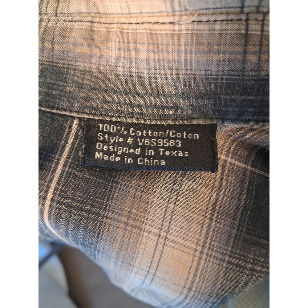 Gothic Western Panhandle Slim Pearl Snap Shirt Mens XL Gray Plaid Embroidered - Picture 11 of 11